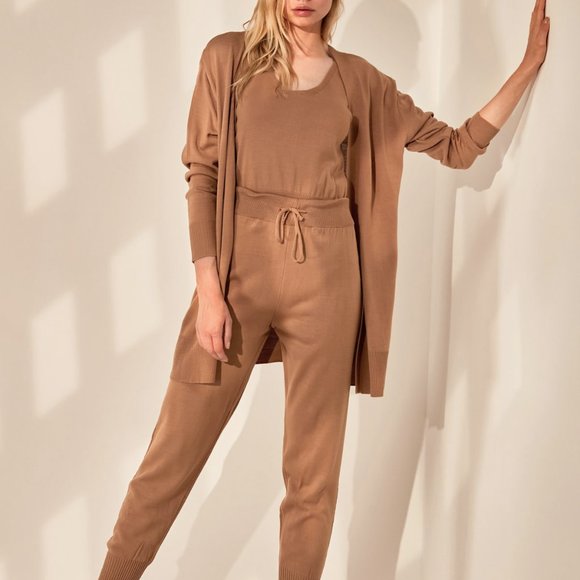 Trendyol Sweaters - NWT Knitted Camel Cardigan Tank Joggers Set